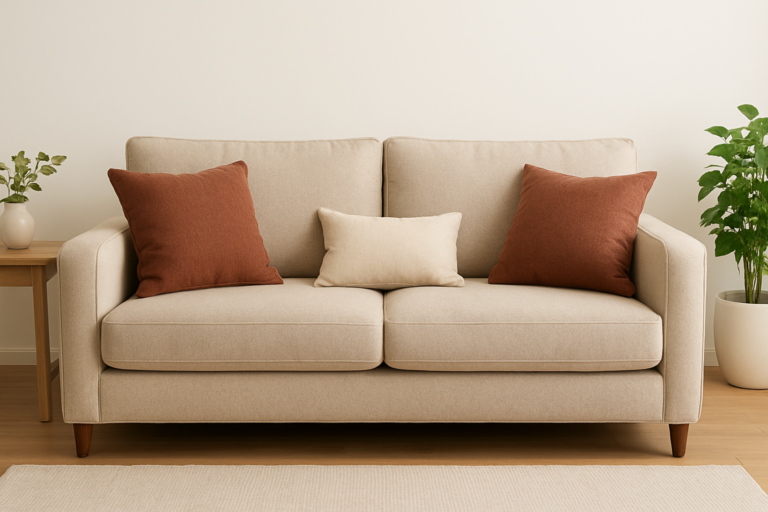 Stylish living room with sofa and decorative couch cushions for Stylish living room with sofa and decorative which symbolize the couch cushion shape and size matters.